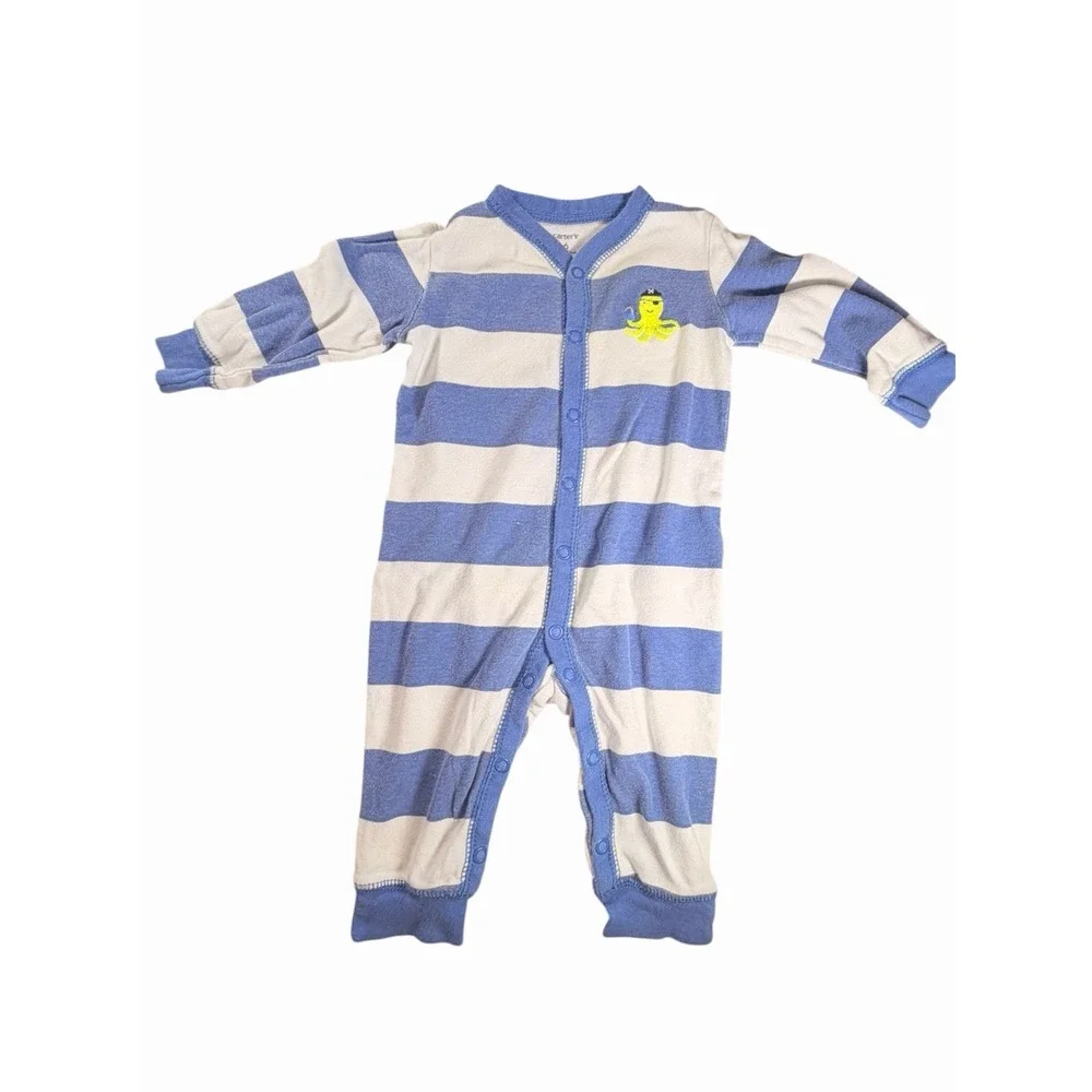 Baby Boy 6 Months Carter's Zip Footed Sleeper Nautical Lot 3 Bundle